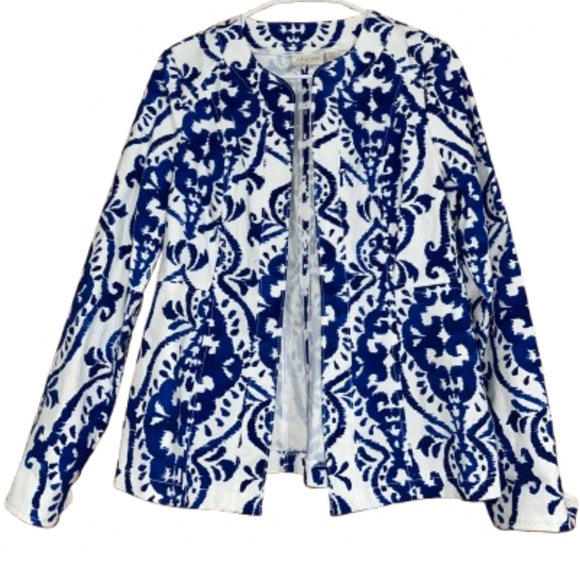 Chico’s Women’s Alicia Indigo Ink Open Front Blazer Business Office Casual Sz-S - Picture 2 of 9